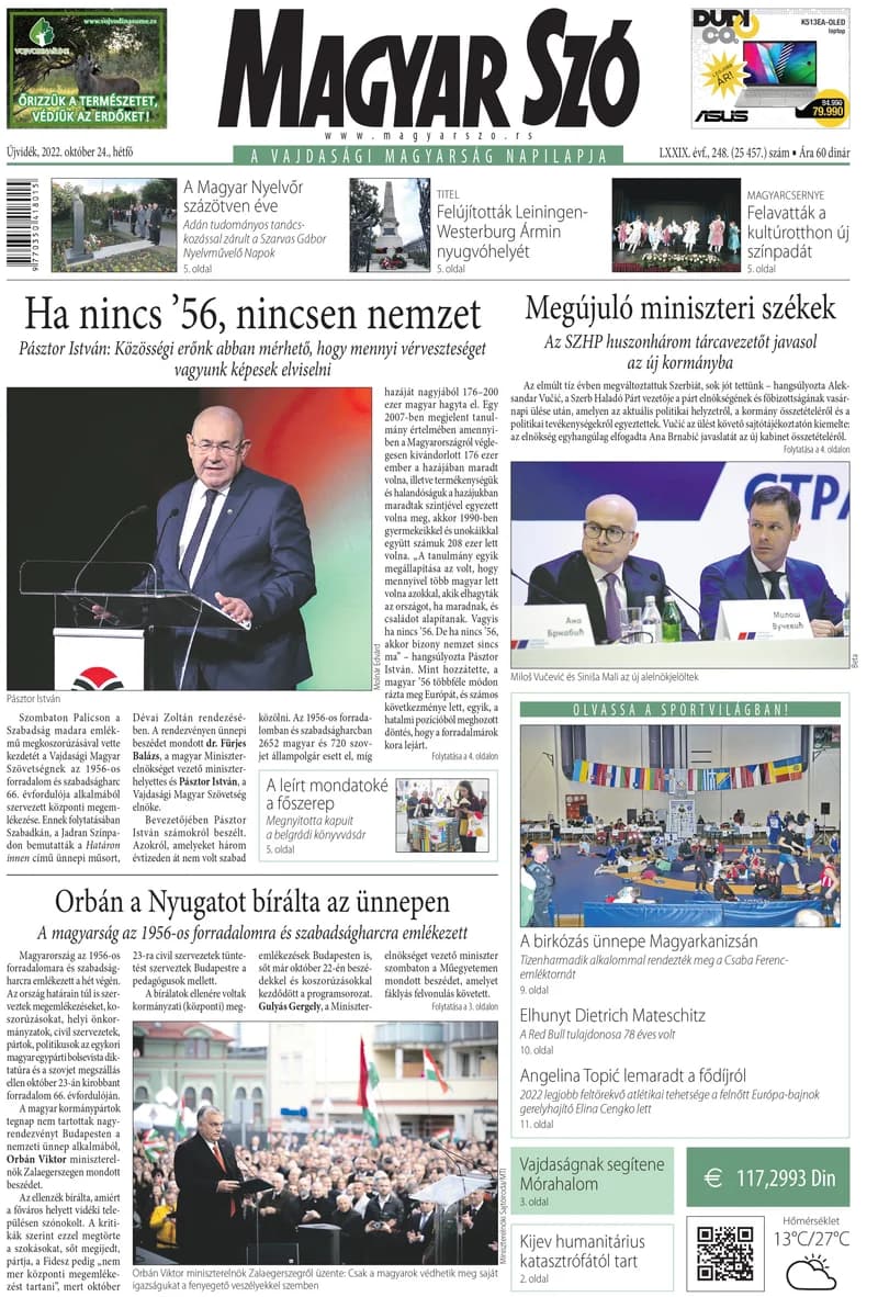 Magyar Szó, 79. évf. 2022. október 24. 248. sz. 1–16. oldal