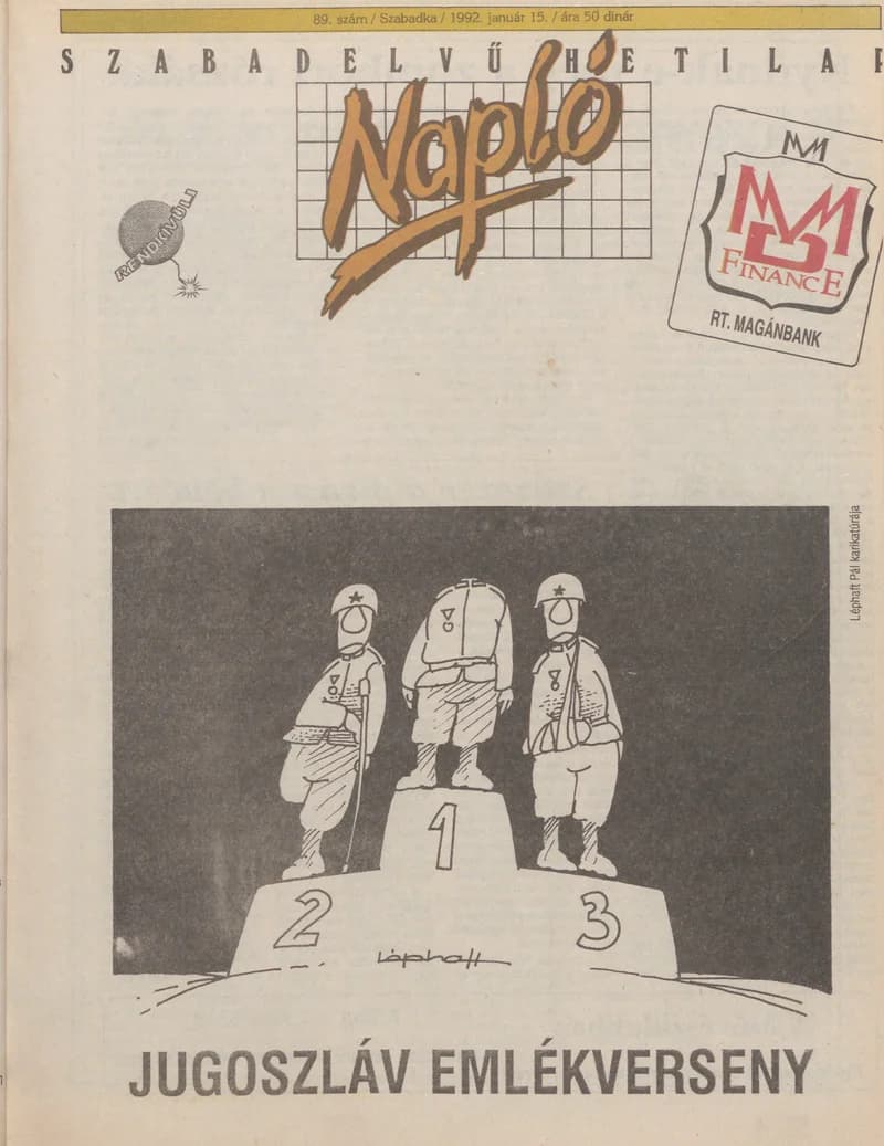 Napló - Szabadelvű hetilap, 3. évf. 1992. január 15. 89. sz.