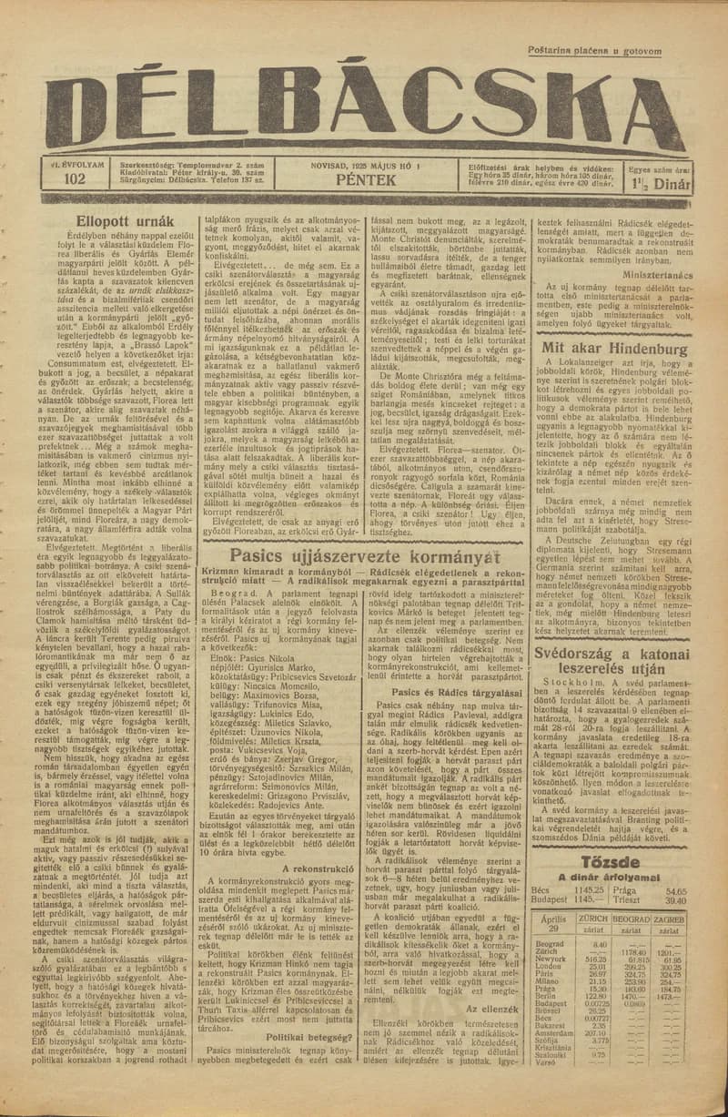 Délbácska, 6. évf. 1925. május 1. 102. sz.