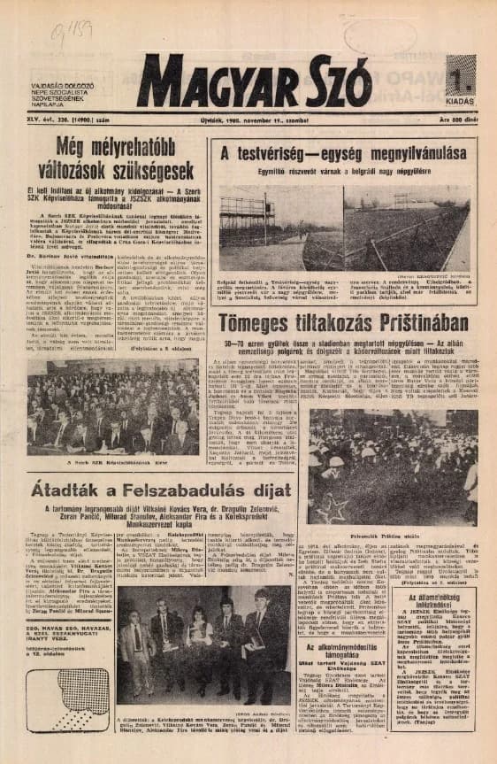 Magyar Szó, 45. évf. 1988. november 19. 320. sz.