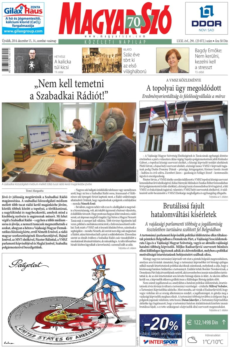 Magyar Szó, 71. évf. 2014. december 13. – 14. 291. sz. 1–32. oldal
