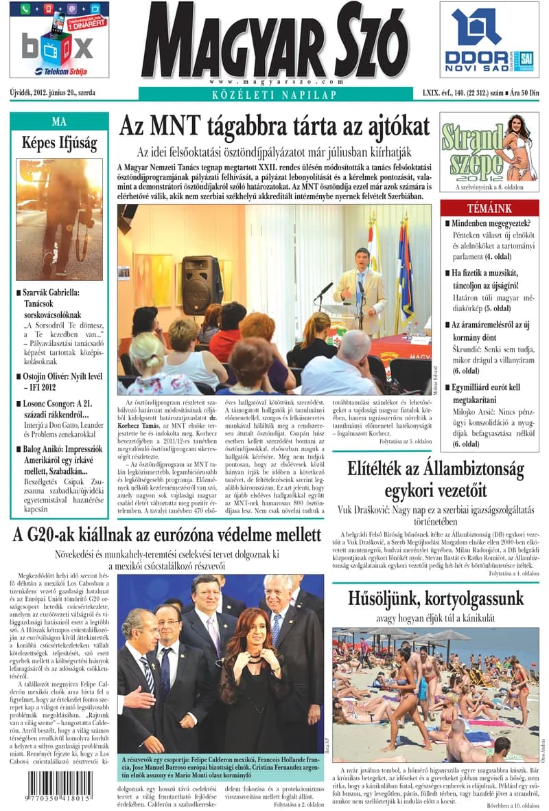 Magyar Szó, 69. évf. 2012. június 20. 140. sz. 1–20. oldal