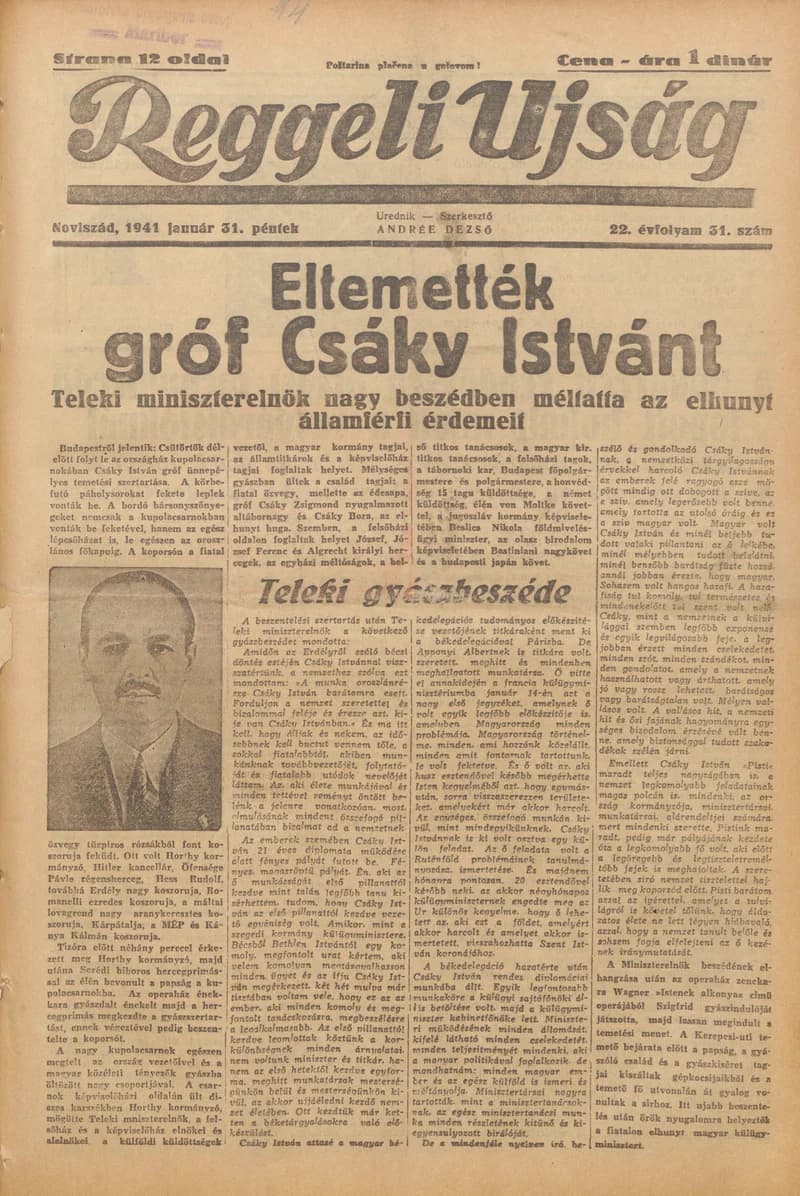 Reggeli Újság, 22. évf. 1941. január 31. 31. sz.