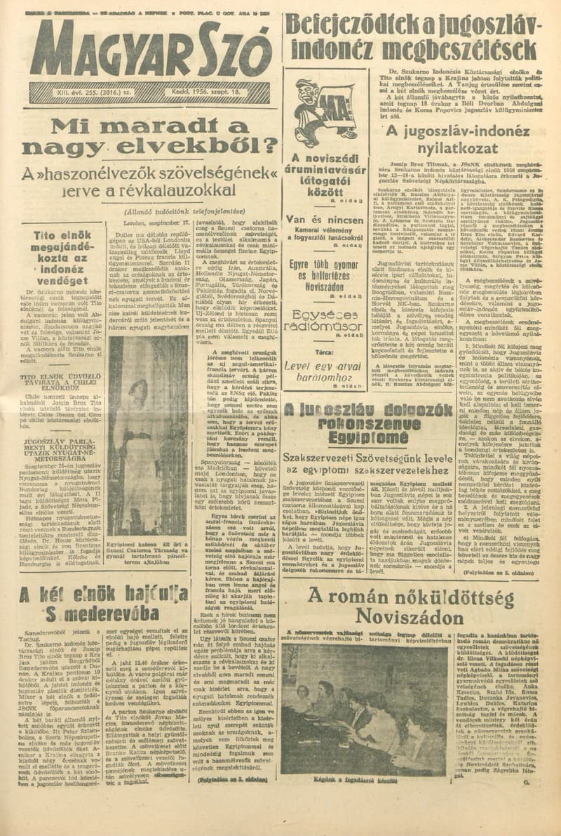 Magyar Szó, 13. évf. 1956. szeptember 18. 255. sz. 1–8. oldal