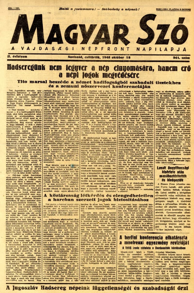 Magyar Szó, 2. évf. 1945. október 18. 241. sz. 1–8. oldal