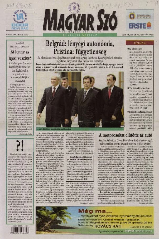 Magyar Szó, 63. évf. 2006. július 25. 170. sz. 1–20. oldal