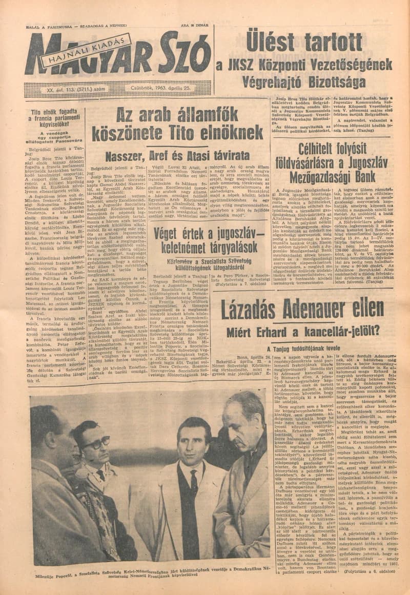 Magyar Szó, 20. évf. 1963. április 25. 113. sz. 1–16. oldal