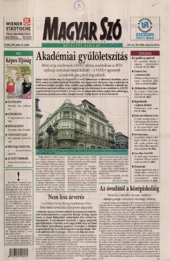 Magyar Szó, 65. évf. 2008. június 18. 138. sz. 1–20. oldal