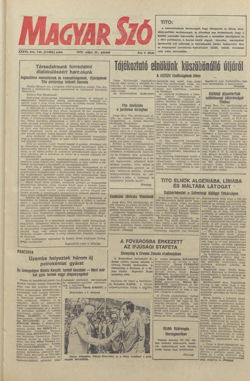Magyar Szó, 36. évf. 1979. május 25. 141. sz. 1–20. oldal