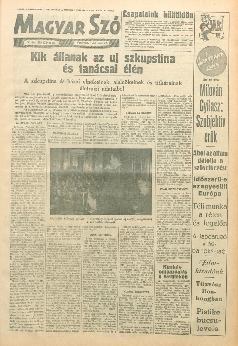 Magyar Szó, 10. évf. 1953. december 27. 355. sz. 1–14. oldal