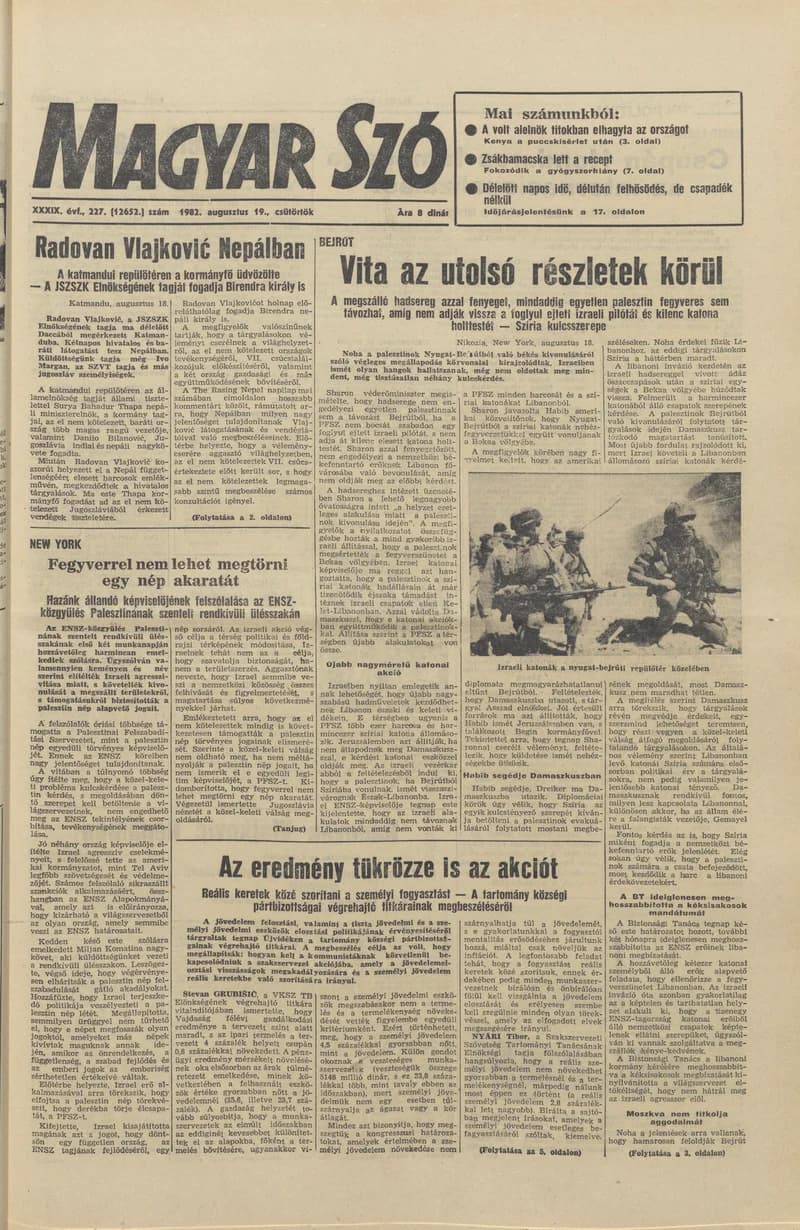 Magyar Szó, 39. évf. 1982. augusztus 19. 227. sz. 1–20. oldal