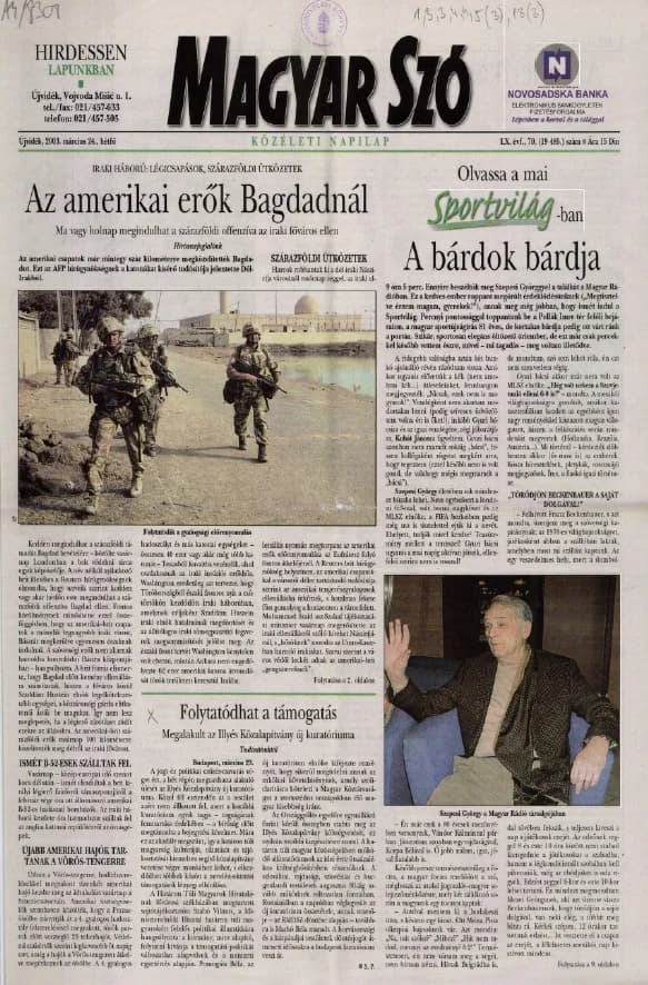 Magyar Szó, 60. évf. 2003. március 24. 70. sz. 1–16. oldal