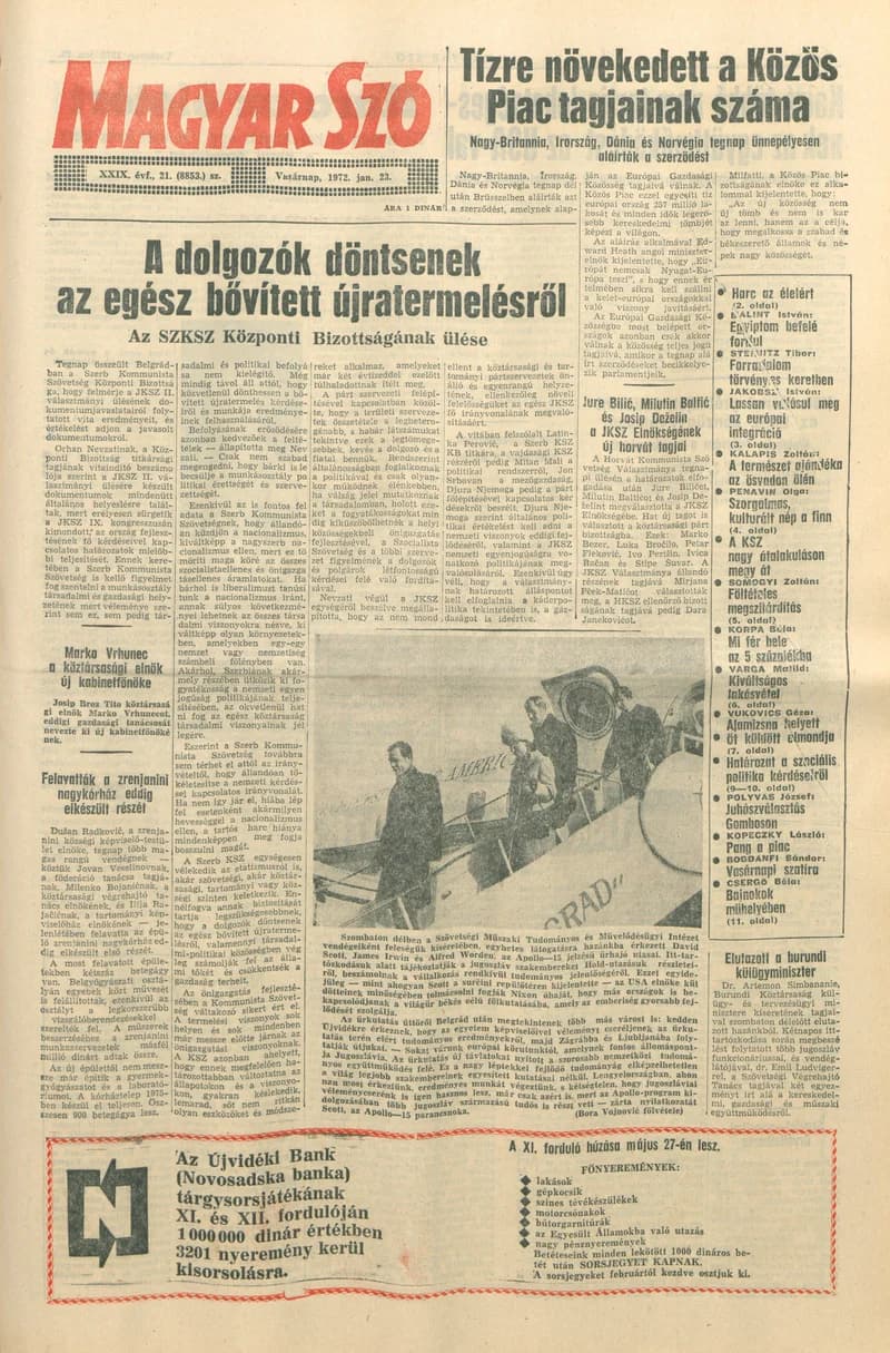 Magyar Szó, 29. évf. 1972. január 23. 21. sz. 1–32. oldal
