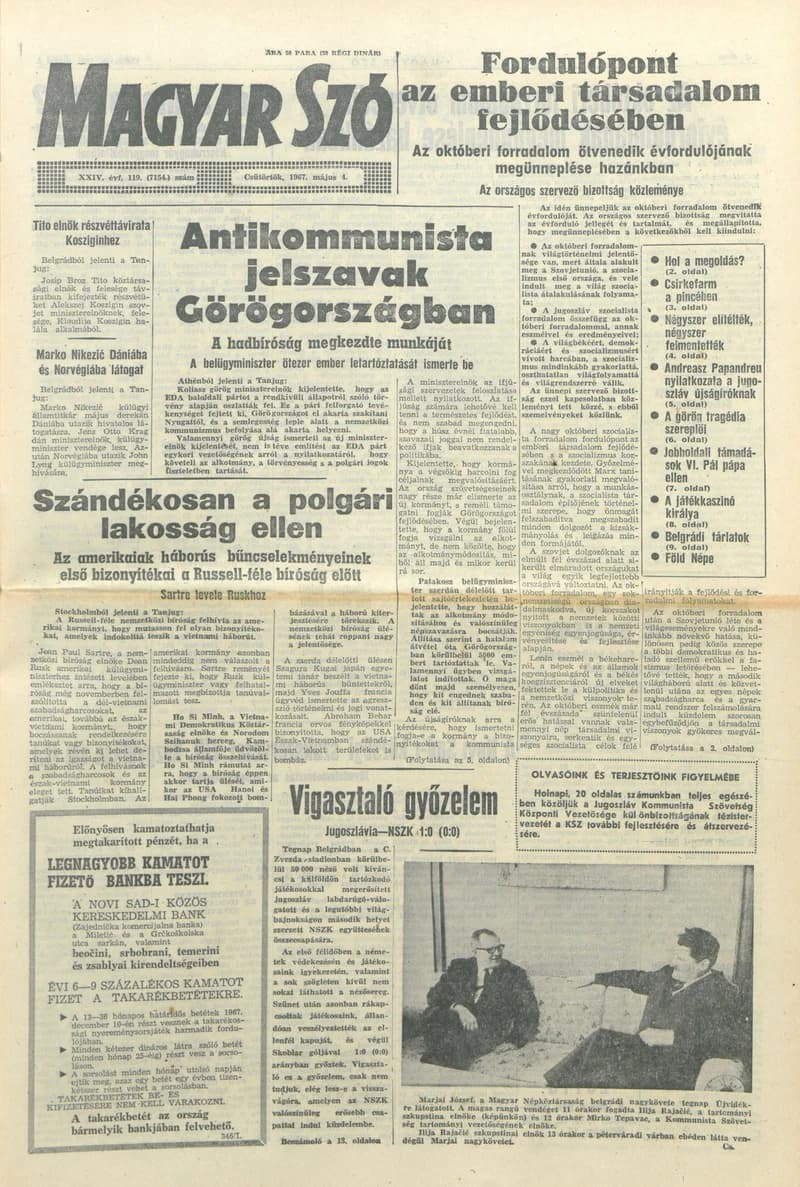 Magyar Szó, 24. évf. 1967. május 4. 119. sz. 1–14. oldal