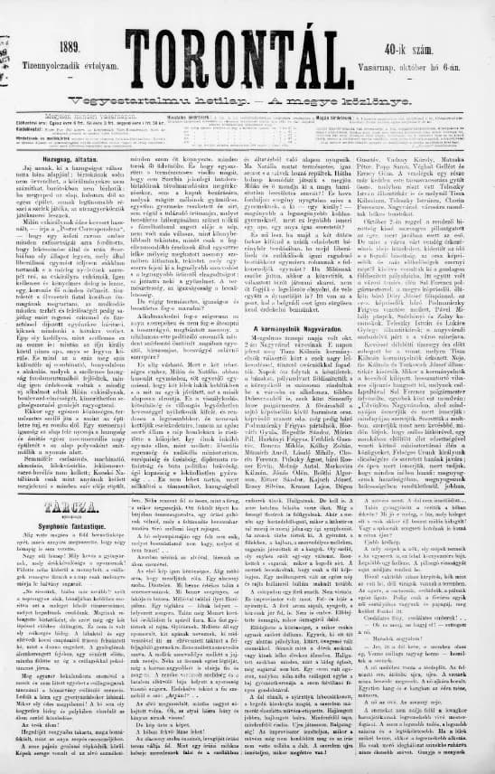 Torontál, 18. évf. 1889. október 6. 40. sz.