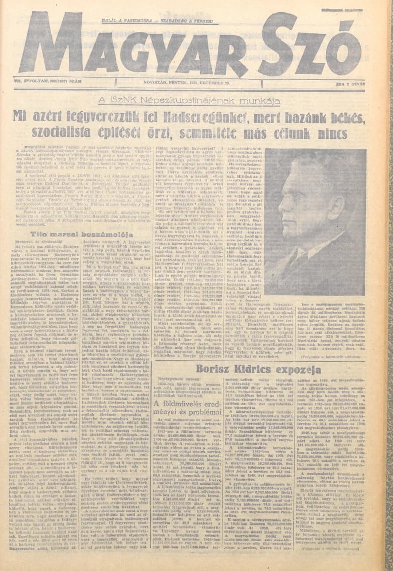 Magyar Szó, 7. évf. 1950. december 29. 308. sz. 1–4. oldal
