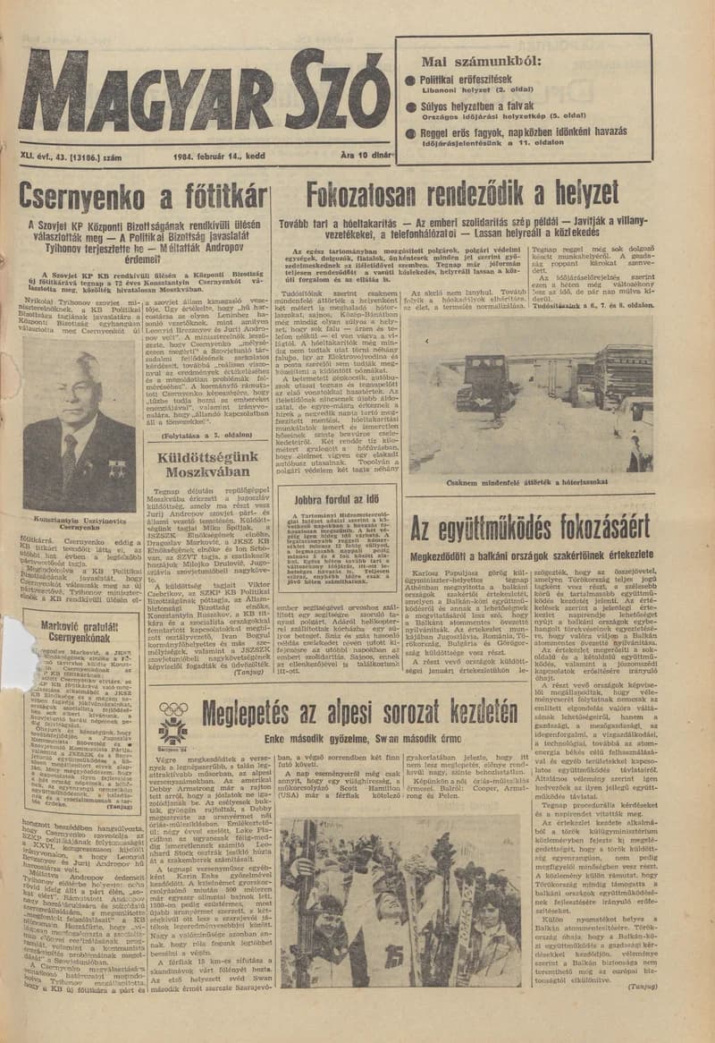Magyar Szó, 41. évf. 1984. február 14. 43. sz. 1–20. oldal