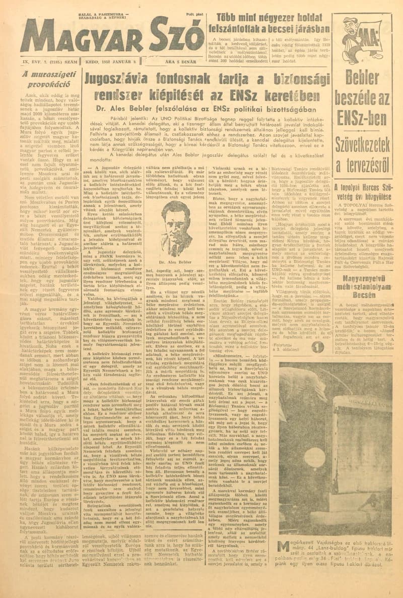 Magyar Szó, 9. évf. 1952. január 8. 7. sz. 1–4. oldal