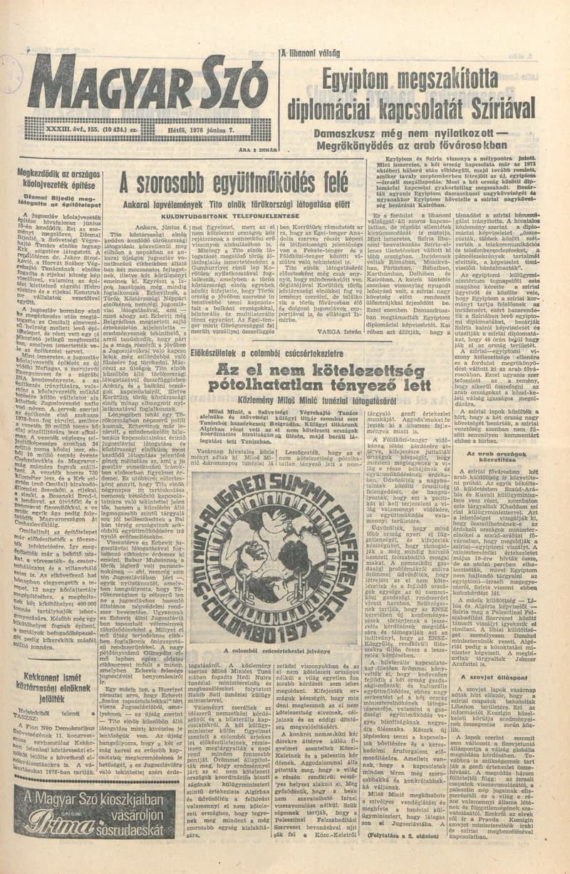 Magyar Szó, 33. évf. 1976. június 7. 155. sz. 1–8. oldal