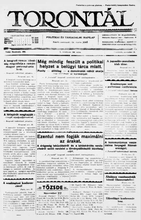 Torontál, 50. évf. 1921. november 24. 260. sz.