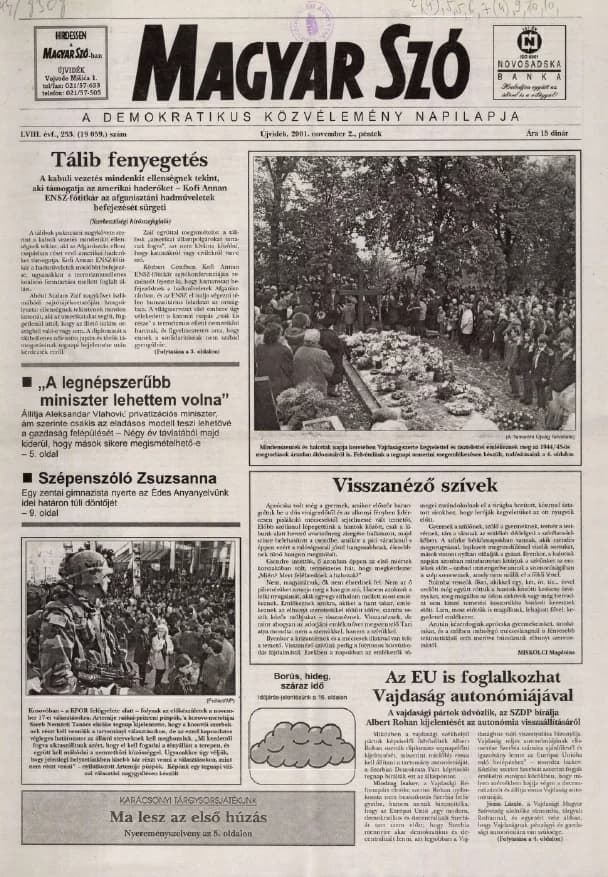 Magyar Szó, 58. évf. 2001. november 2. 253. sz. 1–16. oldal