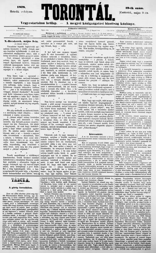 Torontál, 7. évf. 1878. május 9. 19. sz.