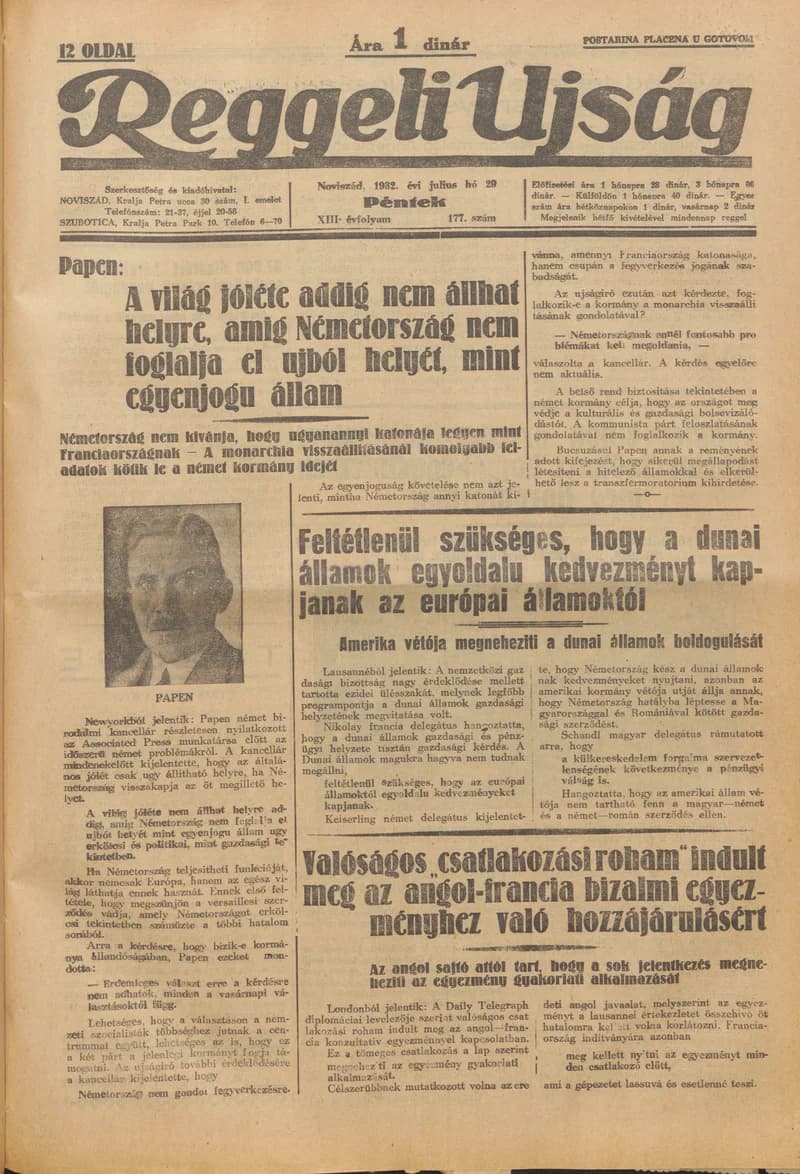 Reggeli Újság, 13. évf. 1932. július 29. 177. sz.