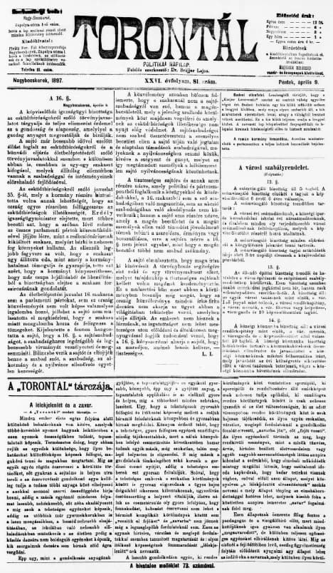 Torontál, 26. évf. 1897. április 9. 81. sz.