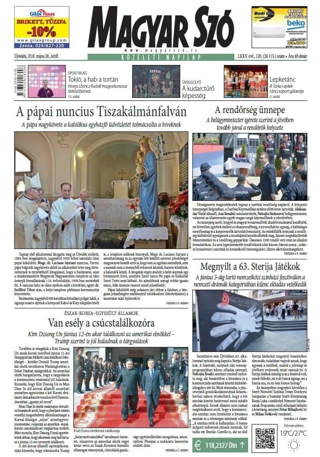 Magyar Szó, 75. évf. 2018. május 28. 120. sz. 1–20. oldal