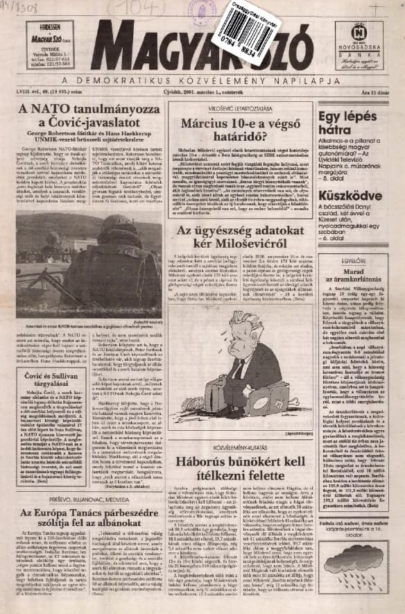 Magyar Szó, 58. évf. 2001. március 1. 49. sz. 1–16. oldal