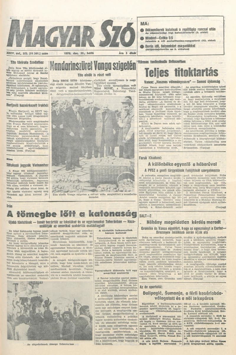 Magyar Szó, 35. évf. 1978. december 25. 353. sz. 1–8. oldal