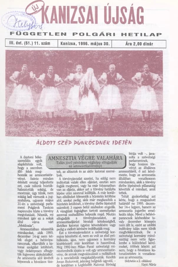 Új Kanizsai Újság, 3. évf. 1996. május 30. 11. sz.