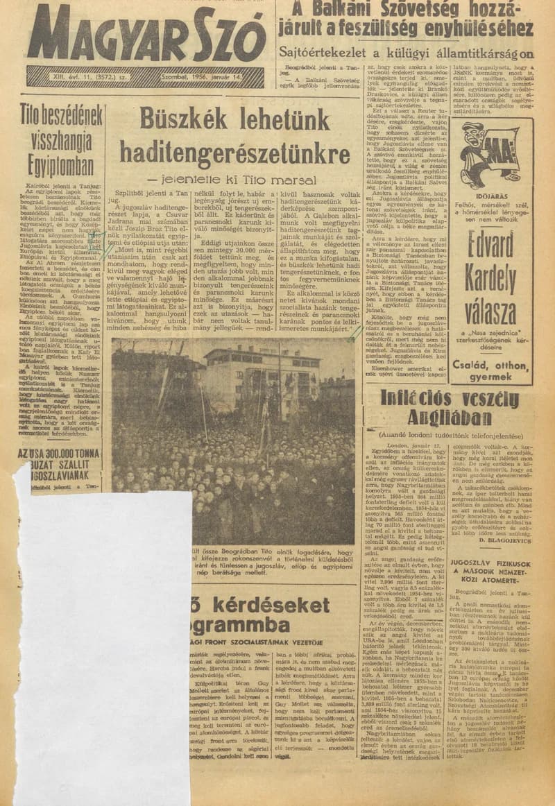 Magyar Szó, 13. évf. 1956. január 14. 11. sz. 1–10. oldal