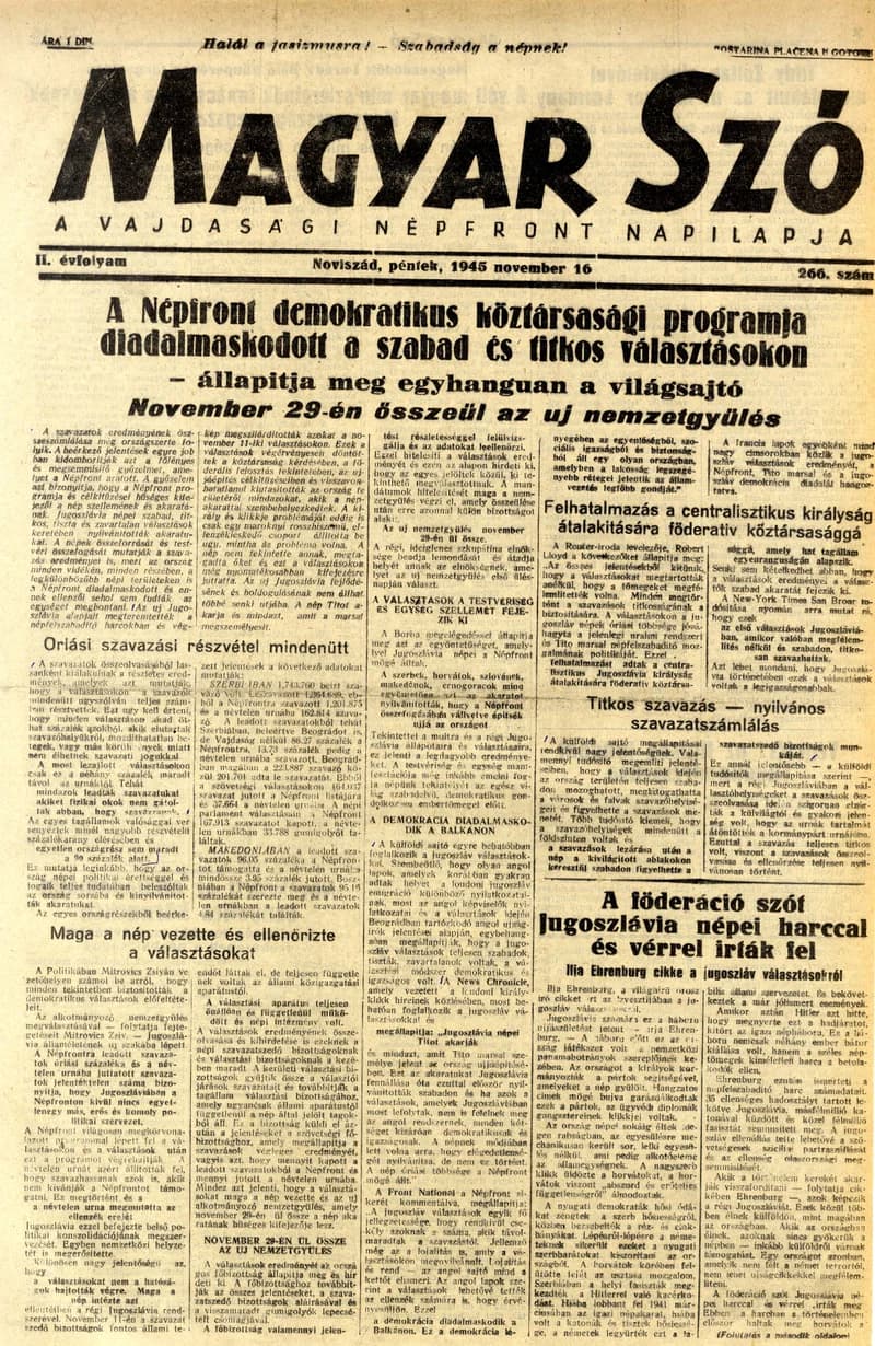 Magyar Szó, 2. évf. 1945. november 16. 266. sz. 1–4. oldal