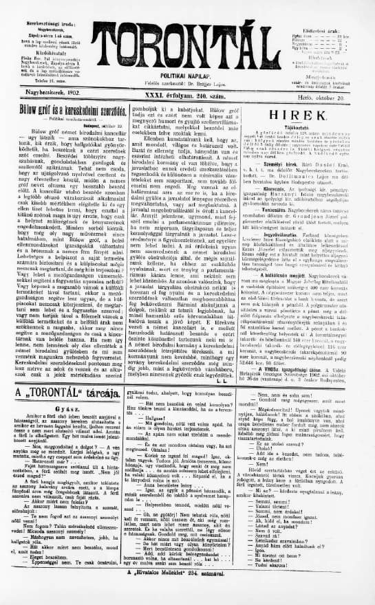 Torontál, 31. évf. 1902. október 20. 240. sz.