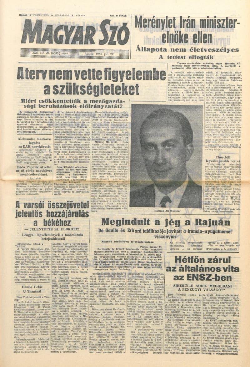 Magyar Szó, 22. évf. 1965. január 22. 20. sz. 1–16. oldal