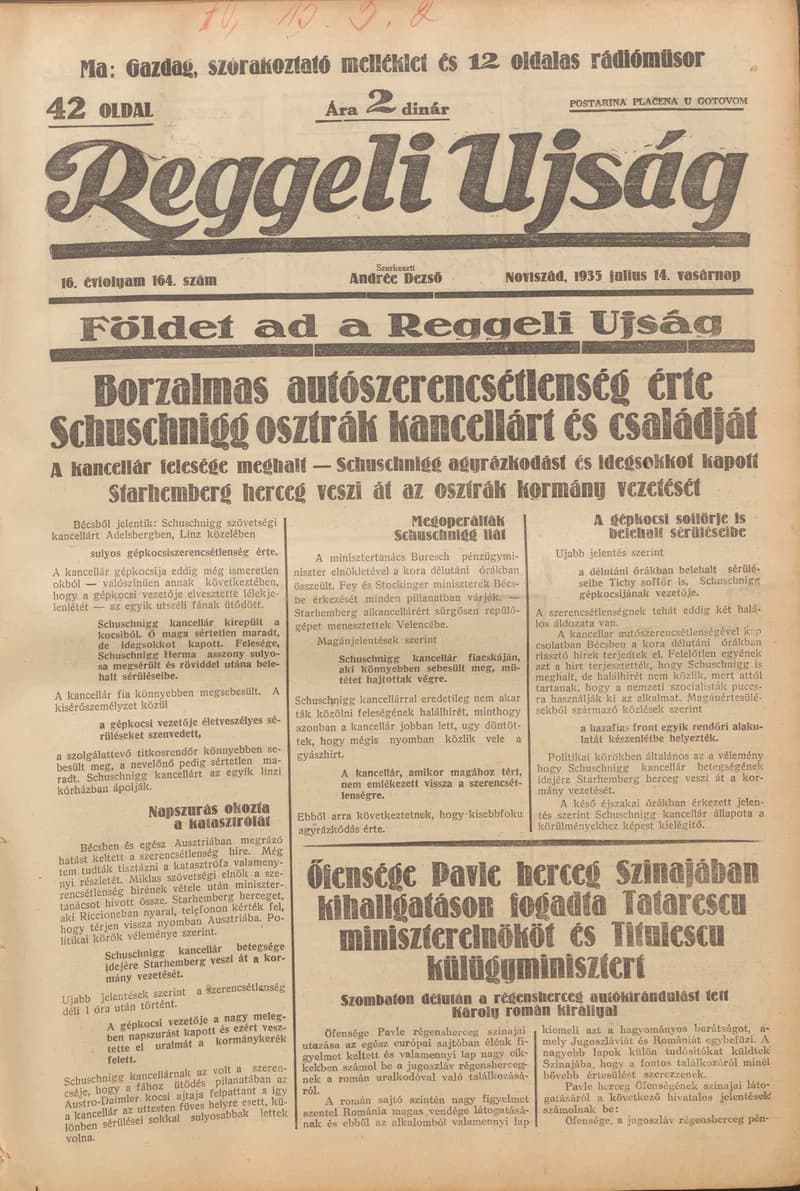Reggeli Újság, 16. évf. 1935. július 14. 164. sz.