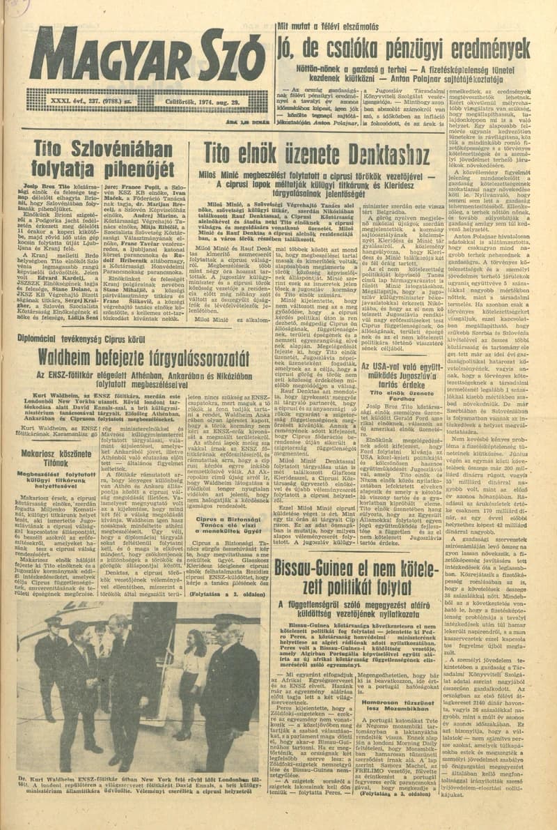 Magyar Szó, 31. évf. 1974. augusztus 29. 237. sz. 1–16. oldal