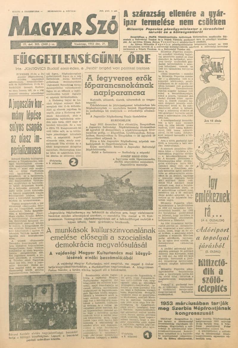 Magyar Szó, 9. évf. 1952. december 21. 303. sz. 1–6. oldal