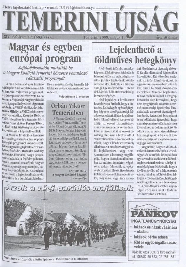 Temerini Újság, 14. évf. 2008. május 1. 17. sz.