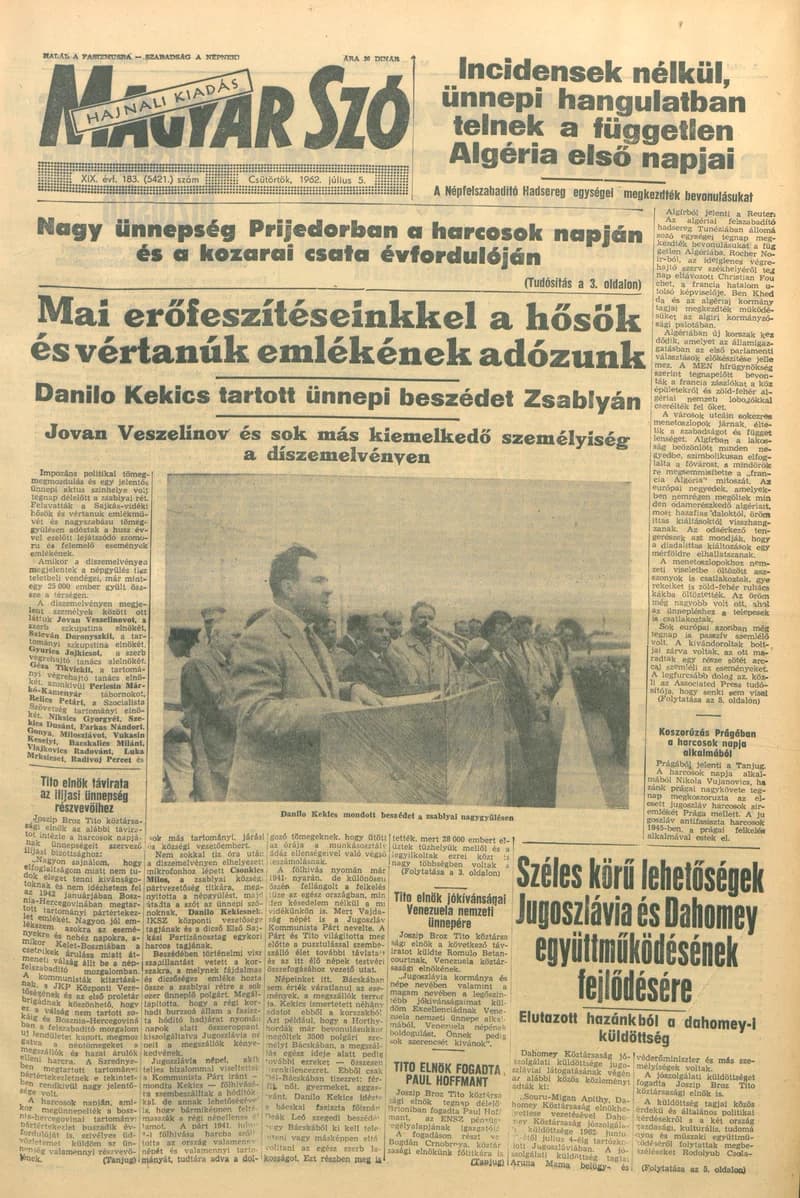 Magyar Szó, 19. évf. 1962. július 5. 183. sz. 1–14. oldal