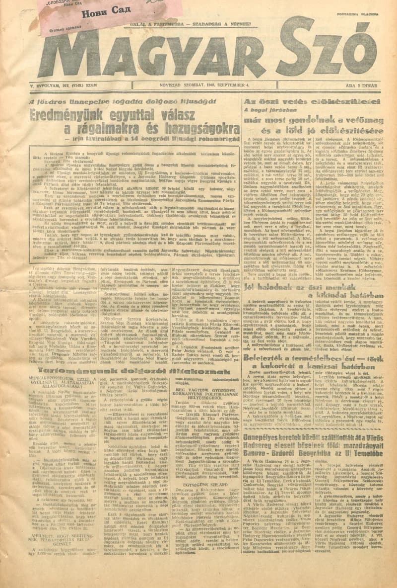 Magyar Szó, 5. évf. 1948. szeptember 4. 212. sz. 1–4. oldal