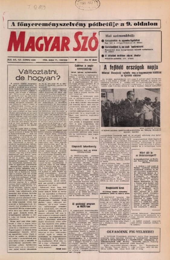 Magyar Szó, 43. évf. 1986. május 11. 127. sz. 1–32. oldal