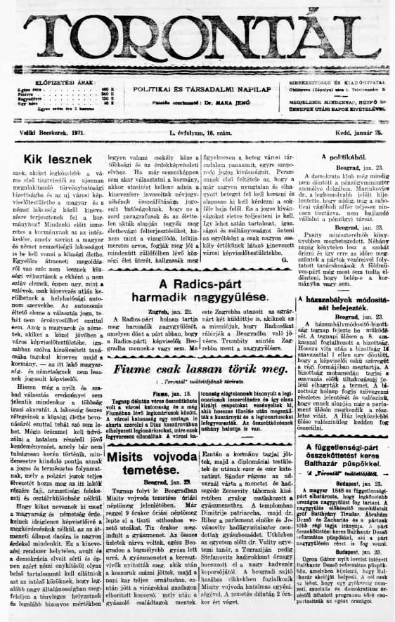 Torontál, 50. évf. 1921. január 25. 16. sz.