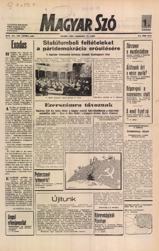Magyar Szó, 46. évf. 1989. szeptember 12. 250. sz. 1–16. oldal