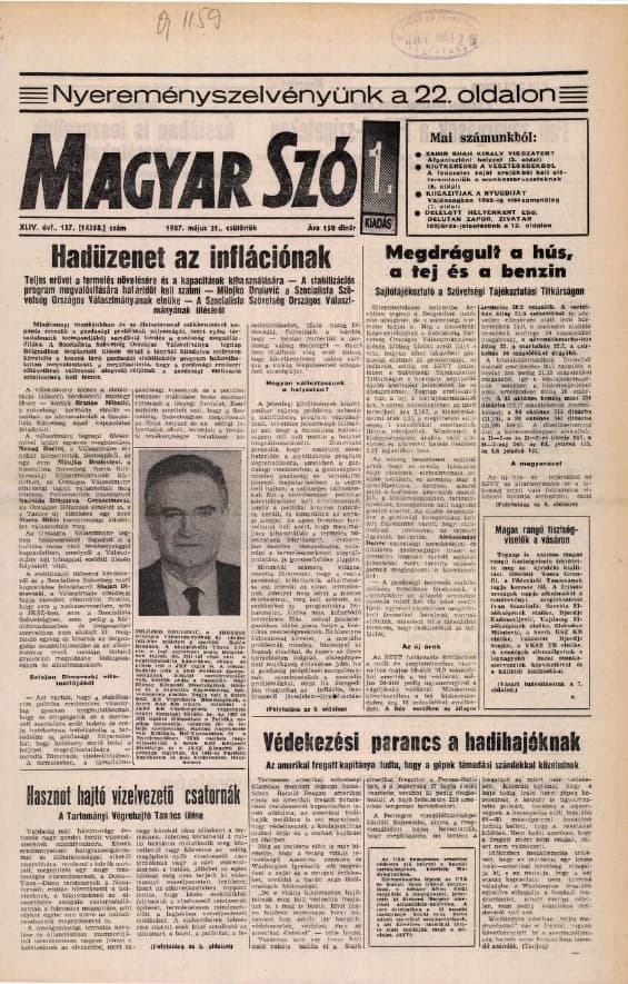 Magyar Szó, 44. évf. 1987. május 21. 137. sz. 1–24. oldal