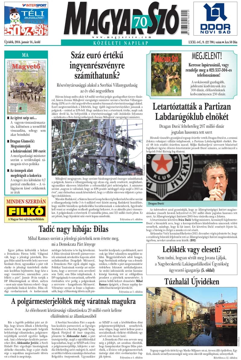 Magyar Szó, 71. évf. 2014. január 14. 9. sz. 1–20. oldal