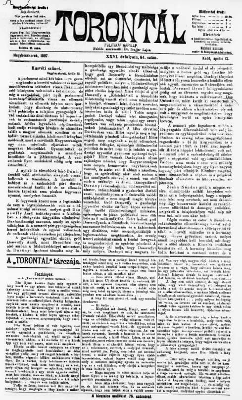 Torontál, 26. évf. 1897. április 14. 84. sz.