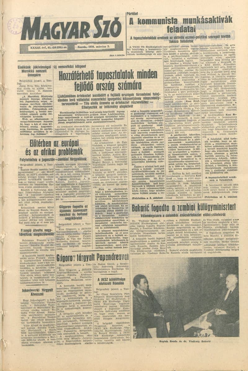 Magyar Szó, 33. évf. 1976. március 3. 61. sz. 1–20. oldal