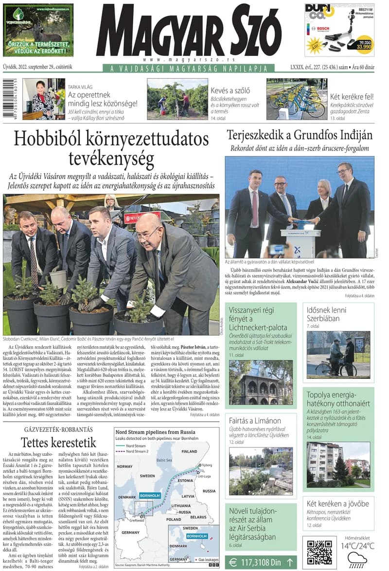 Magyar Szó, 79. évf. 2022. szeptember 29. 227. sz. 1–20. oldal